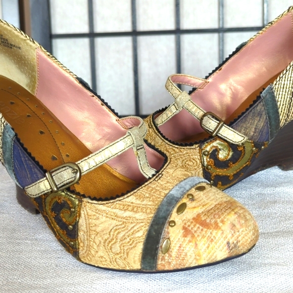 2/20 Kensie patchwork wedge shoes size 8.5 - Picture 5 of 7